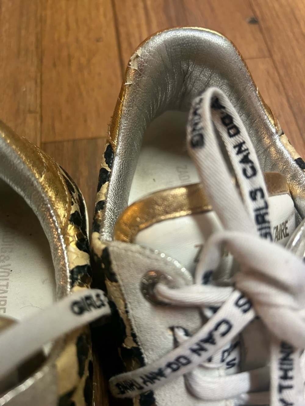 Zadig & Voltaire Women's Leo Wild Sneakers Leopard Metallic Gold White IT36 US7 - Picture 9 of 12